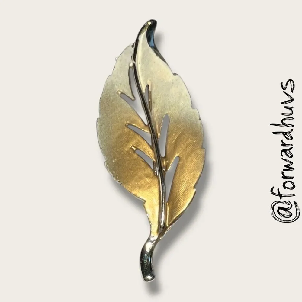 Bundle Sale 3 for $15 | Gold and Cream-Colored Leaf Brooch